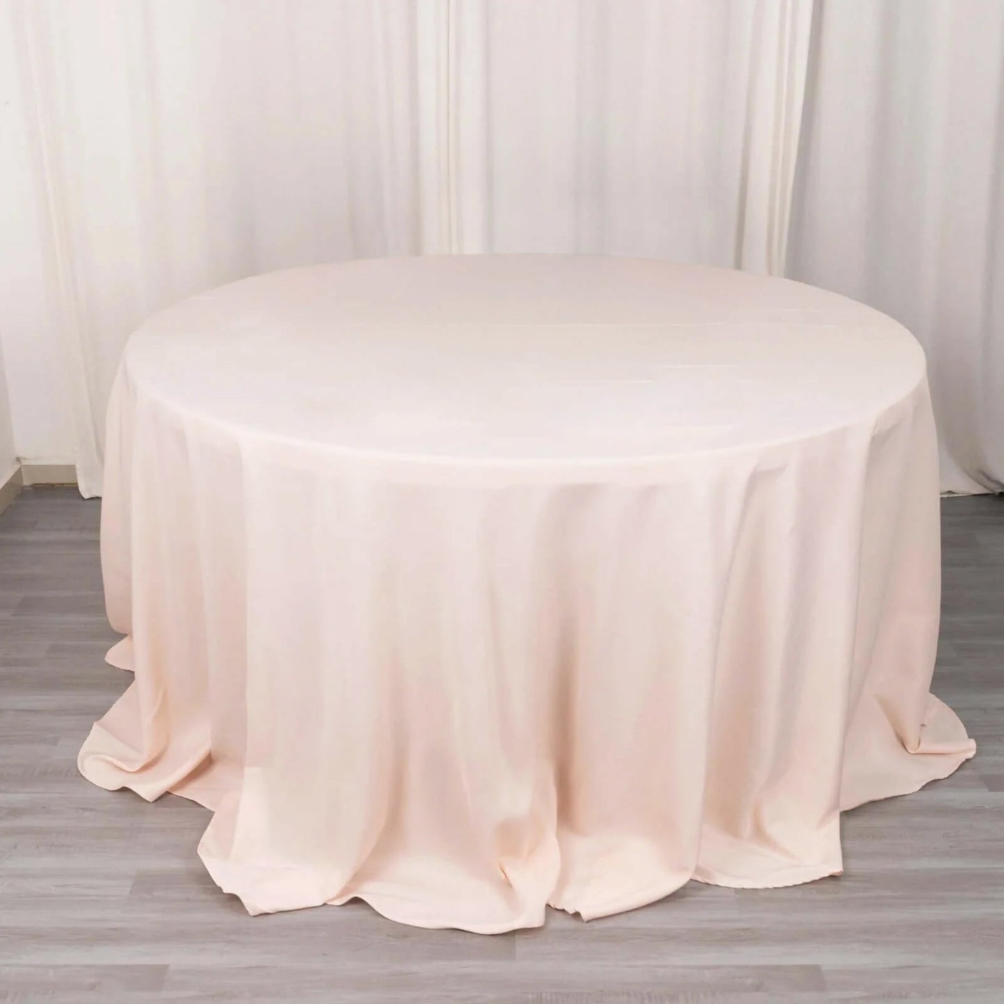 Premium Polyester 132" Round Tablecloth Blush - Seamless 220GSM Wrinkle-Resistant Table Cover