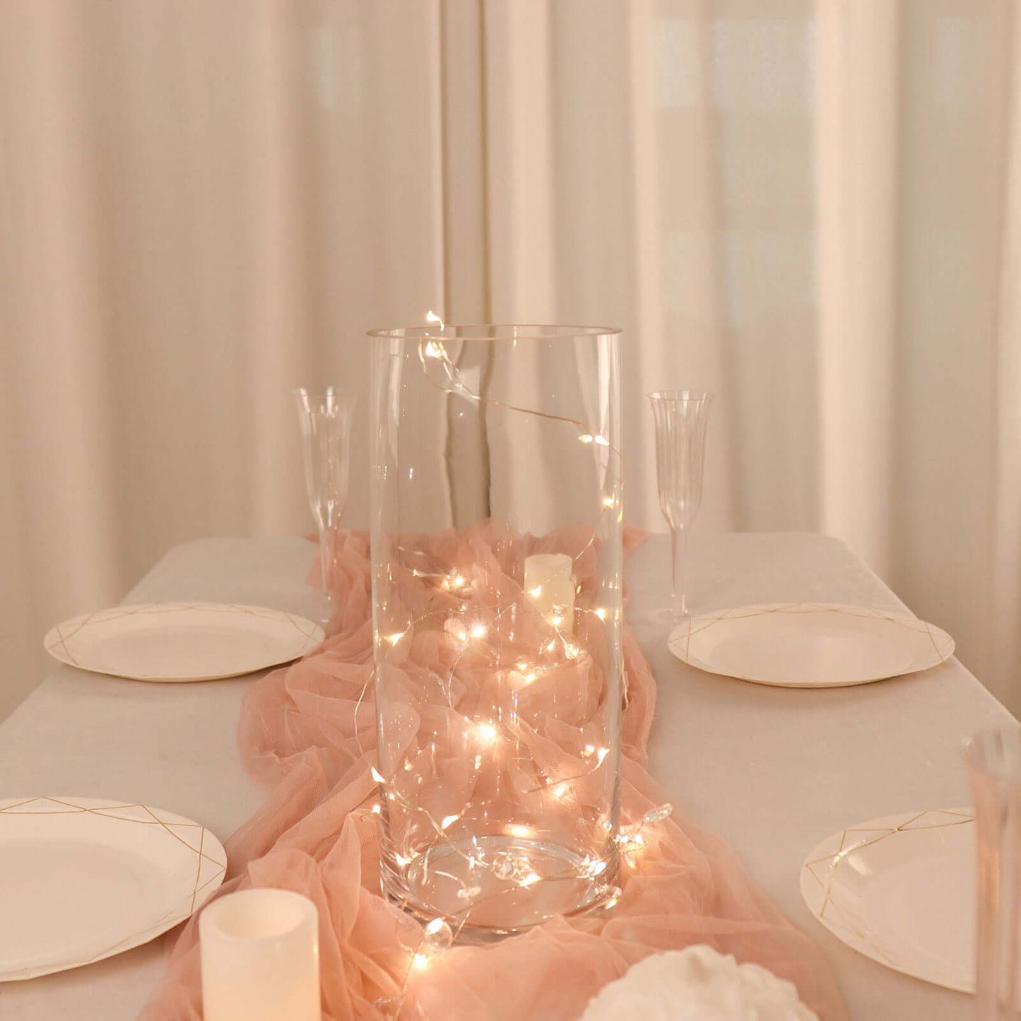 6-Pack Glass Flower Vases Cylinder Design Heavy Duty Clear - Stylish Centerpieces for Weddings 12"