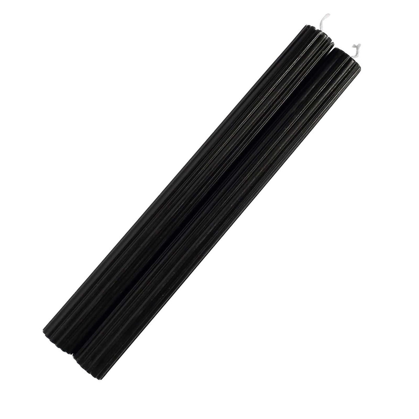 5-Pack Taper Candles Ribbed Wick Ribbon Wax Design Black - Premium Unscented Dinner Candles 9"