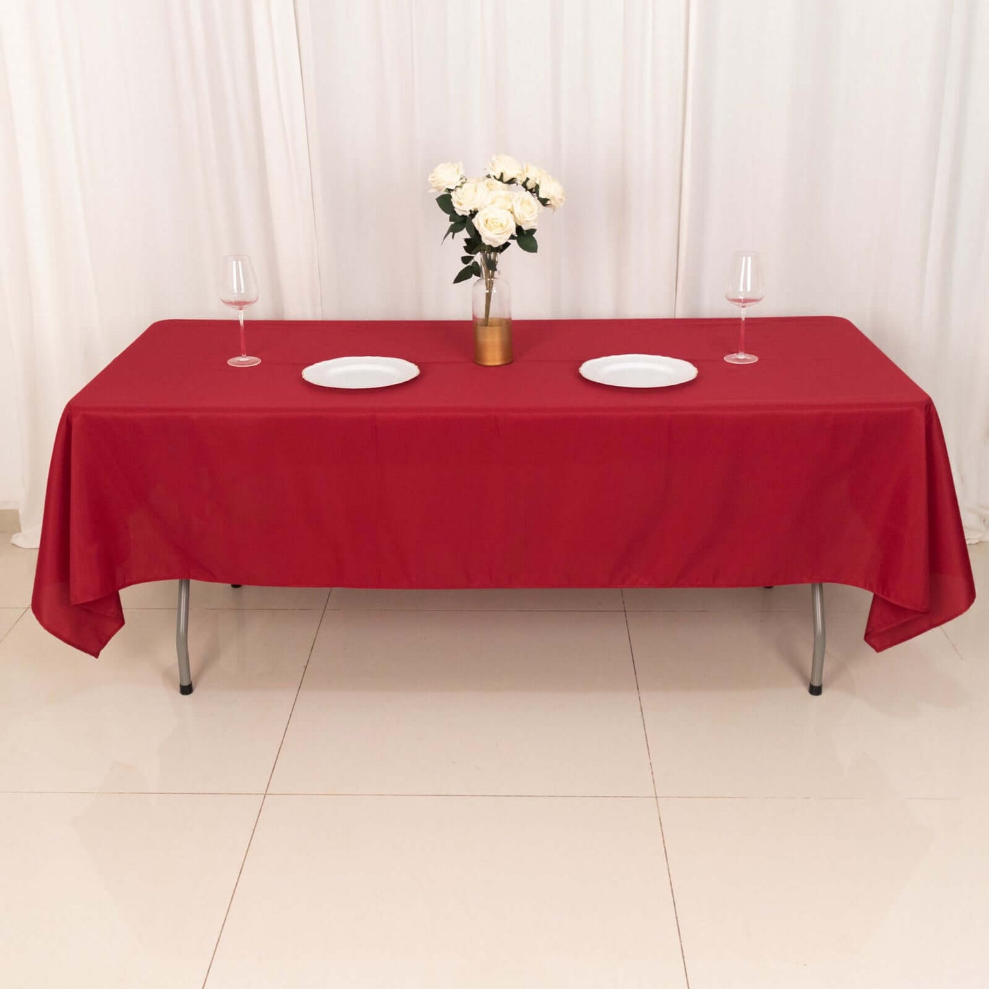 Polyester 60"x102" Rectangle Tablecloth Wine - Durable and Stylish Table Cover