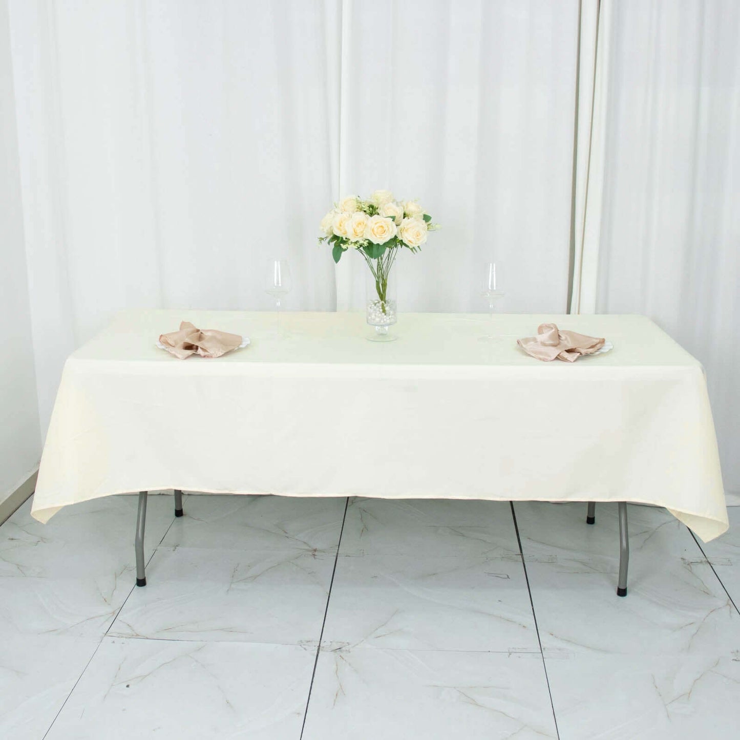 Premium Polyester 54"x96" Rectangle Tablecloth Ivory - Durable 220GSM Stain-Resistant Fabric Table Cover