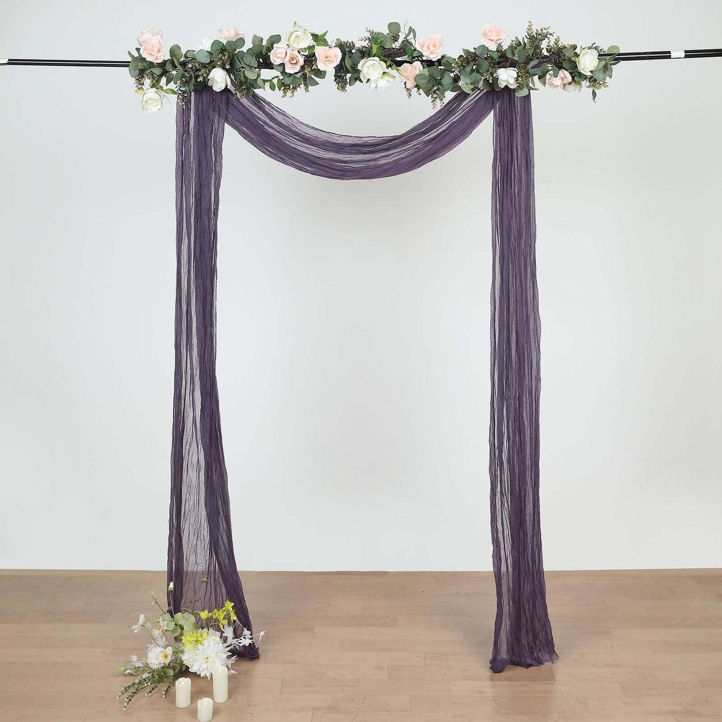 20ft Purple Gauze Cheesecloth Fabric Wedding Arch Drapery, Window Scarf Valance, Boho Decor Arbor Curtain Panel