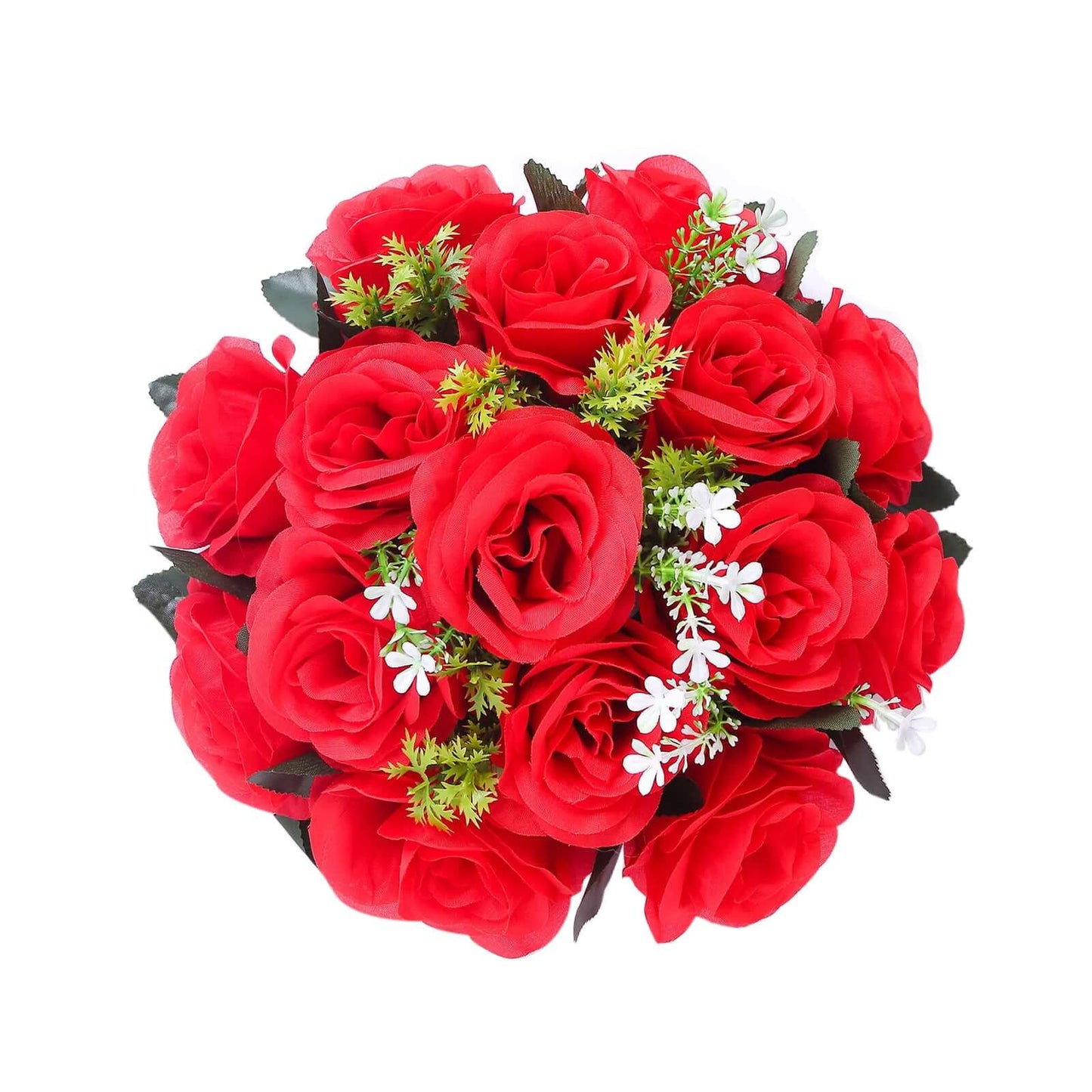 2 Pack Red Silk 15-Head Rose Flower Balls For Centerpieces - 10", Artificial Kissing Ball Floral Arrangements