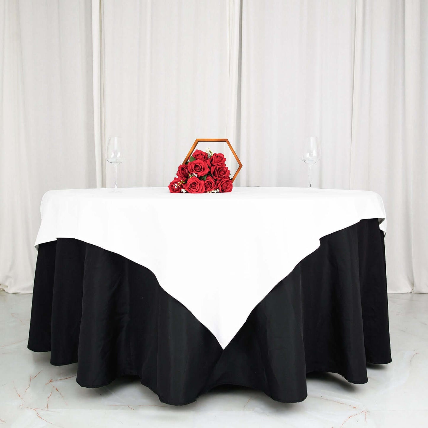 100% Cotton 54"x54" Table Overlay Square Tablecloth White Linen - Sophisticated, Soft & Breathable Fabric Table Topper