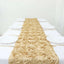 Rosette Satin 14"x108" Table Runner Champagne - Grandiose Design - Linen Luxes