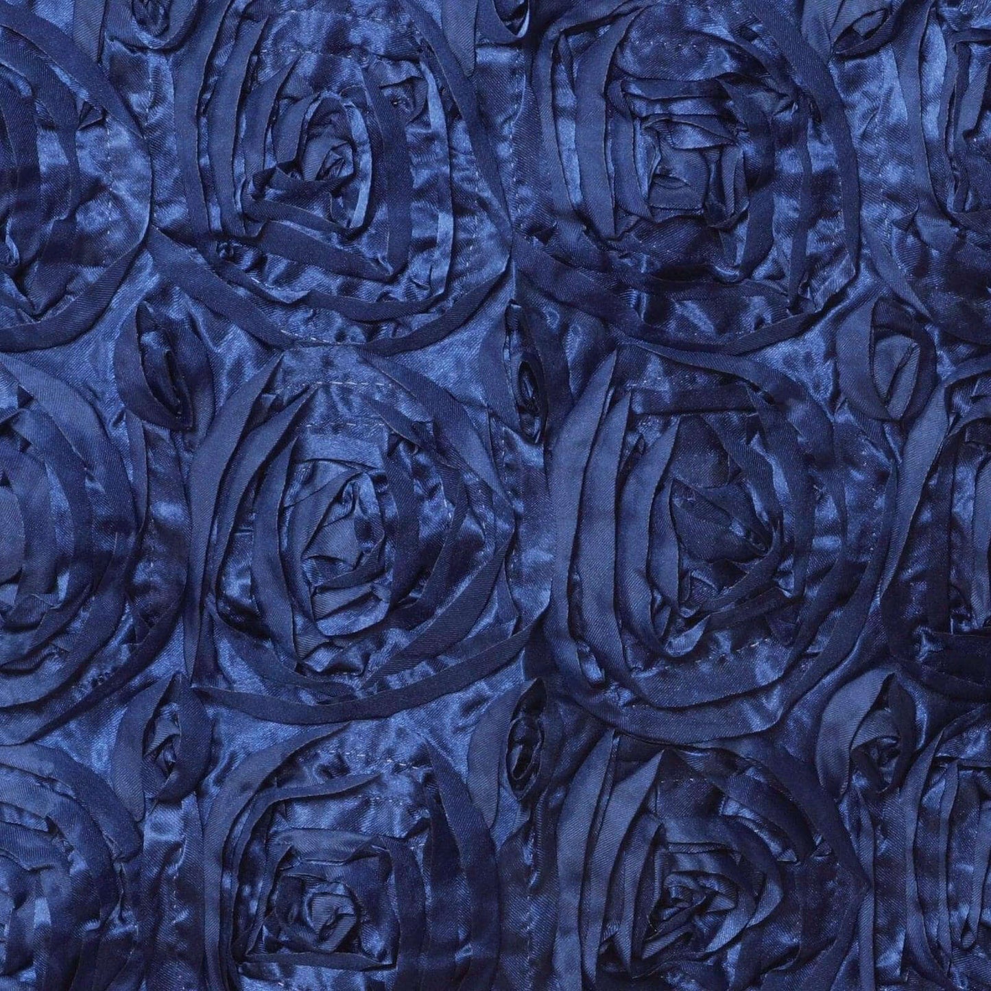 Rosette Satin 14"x108" Table Runner Navy Blue - Grandiose Design - Linen Luxes