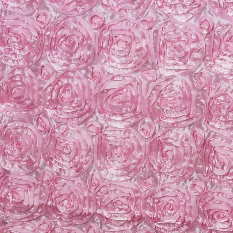 Rosette Satin 14"x108" Table Runner Pink - Grandiose Design - Linen Luxes