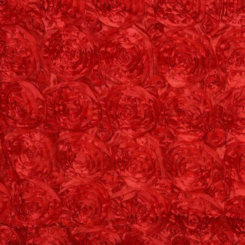 Rosette Satin 14"x108" Table Runner Red - Grandiose Design - Linen Luxes