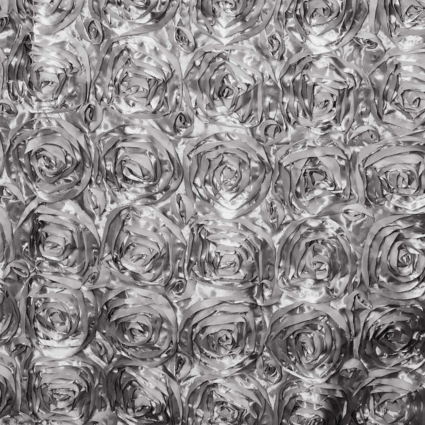 Rosette Satin 14"x108" Table Runner Silver - Grandiose Design - Linen Luxes