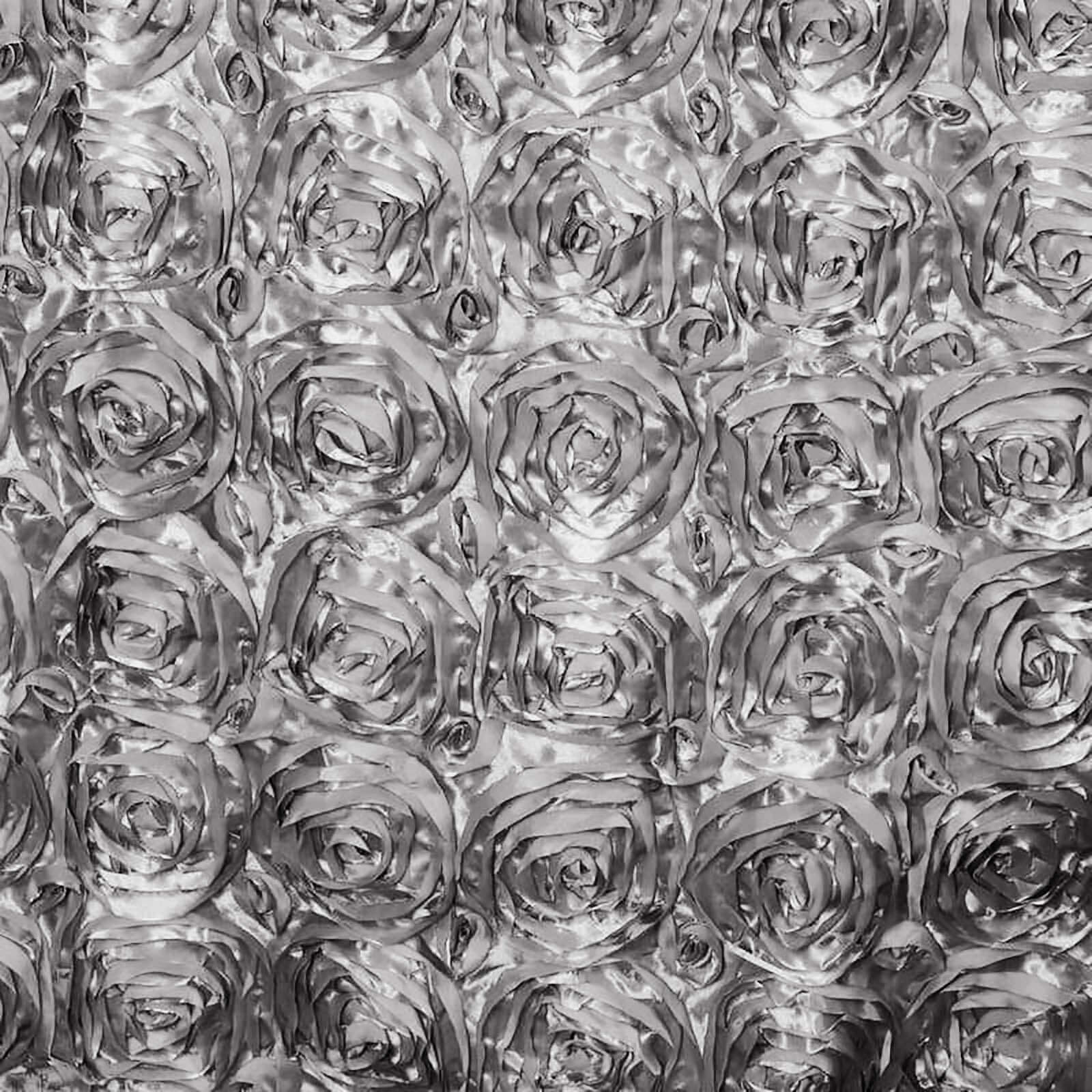 Rosette Satin 14"x108" Table Runner Silver - Grandiose Design - Linen Luxes