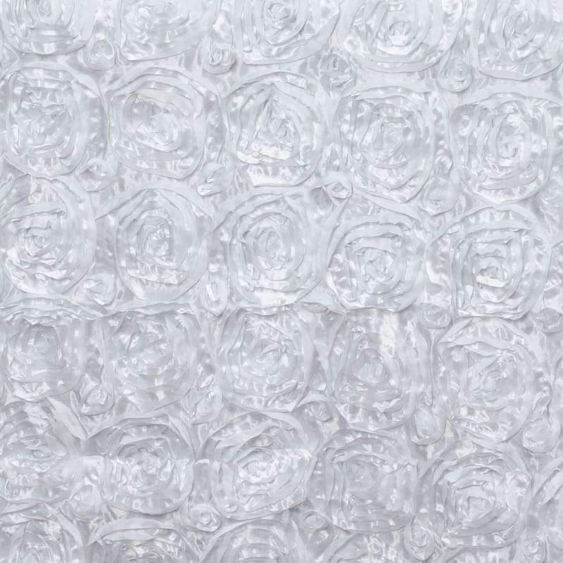 Rosette Satin 14"x108" Table Runner White - Stylish Grandiose Fabric Runner - Linen Luxes