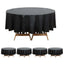 5-Pack Plastic Table Covers Black Round - Durable PVC Disposable Tablecloths for Events 84"