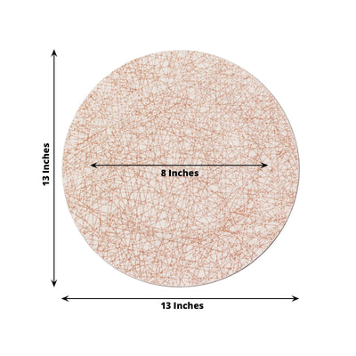 6-Pack Acrylic Round Charger Plates 13" in Rose Gold with Glitter Abstract Lines Pattern, Decorative Dinner Party Charger Tableware