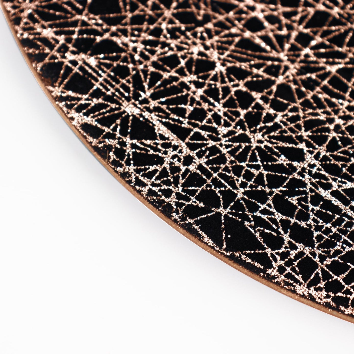 6-Pack Acrylic Round Charger Plates 13" in Black with Gold Glitter Abstract Lines Pattern, Decorative Dinner Party Charger Tableware