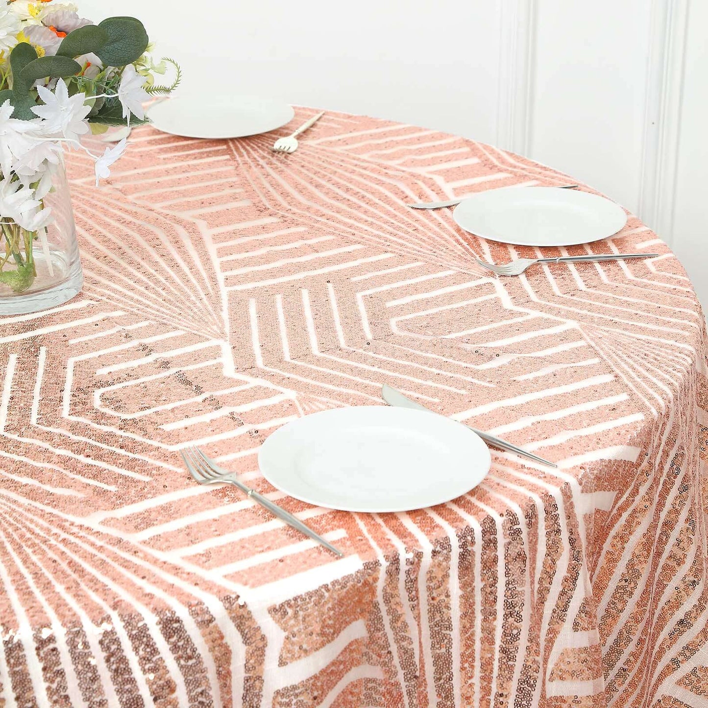 Sequin 72" Table Overlay Square Tablecloth Blush - Diamond Glitz Table Cover