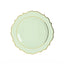 10-Pack Economy Plastic Round Charger Plates 13" in Sage Green with Gold Scalloped Rim, Decorative Dinner Party Serving Plates
