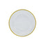 10-Pack Economy Plastic Round Charger Plates 12" in Clear with Wide Gold Rim, Decorative Dinner Party Serving Plates