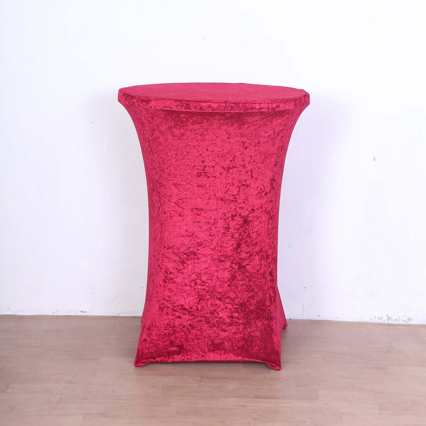 Crushed Velvet Spandex 30" Round Cocktail Table Cover Red Smooth Highboy Tablecloth