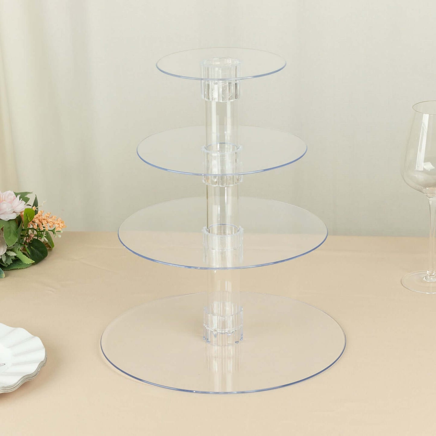 4-Tier Acrylic Round Cupcake Stand Clear - Buffet Party Tables 14"