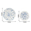 50-Pack Paper Round Dessert and Dinner Plates in White with Blue French Toile Pattern 7", 9"