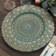 6-Pack Plastic Round Charger Plates 13" in Teal with Gold Embossed Peacock Pattern, Stylish Disposable Charger Tableware