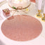 6-Pack Placemats Glitter Design Rose Gold Sparkle Round - Non-Slip Decorative Dining Table Mats 13"