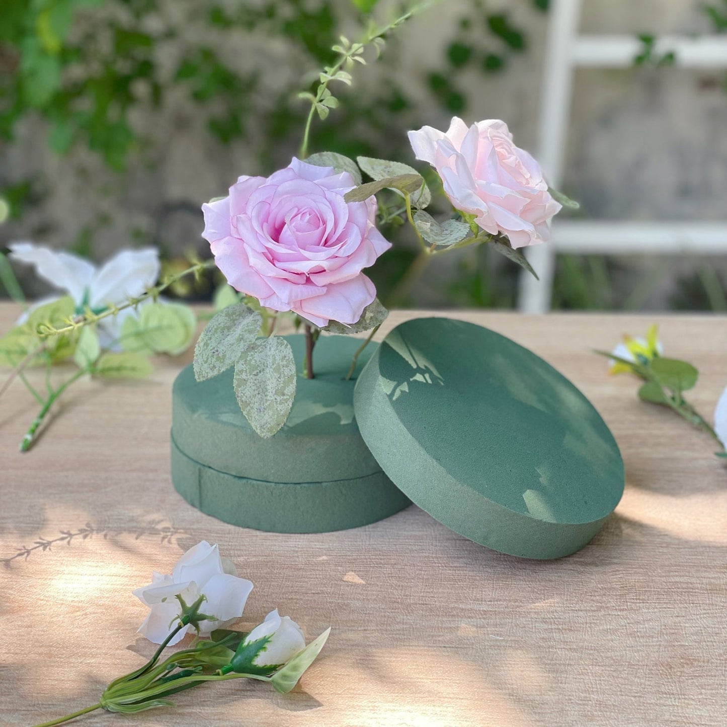 6 Pack Green Large Floral Foam Blocks for Artificial Flowers, 6" Round Wet Styrofoam Bricks Artificial Flower Arrangement Craft Supplies