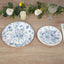50-Pack Paper Round Dessert and Dinner Plates in White with Blue French Toile Pattern 7", 9"