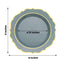 10-Pack Plastic 8" Round Dessert Plates in Dusty Blue with Gold Scalloped Rim - Disposable Appetizer/Salad Plates