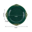 10-Pack Plastic 8" Round Dessert Plates in Hunter Emerald Green with Gold Leaf Embossed Rim - Disposable Vintage Baroque Style Salad Plates