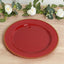 10-Pack Economy Round Plastic Charger Plates 13" in Red with Gold Beaded Rim, Stylish Dinner Party Serving Plates