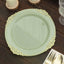 10-Pack Plastic 10" Round Dinner Plates in Sage Green with Gold Leaf Embossed Rim - Disposable Vintage Baroque Style Plates