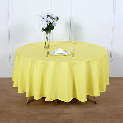 Polyester 90" Round Tablecloth Yellow - Stain & Wrinkle-Resistant Table Cover