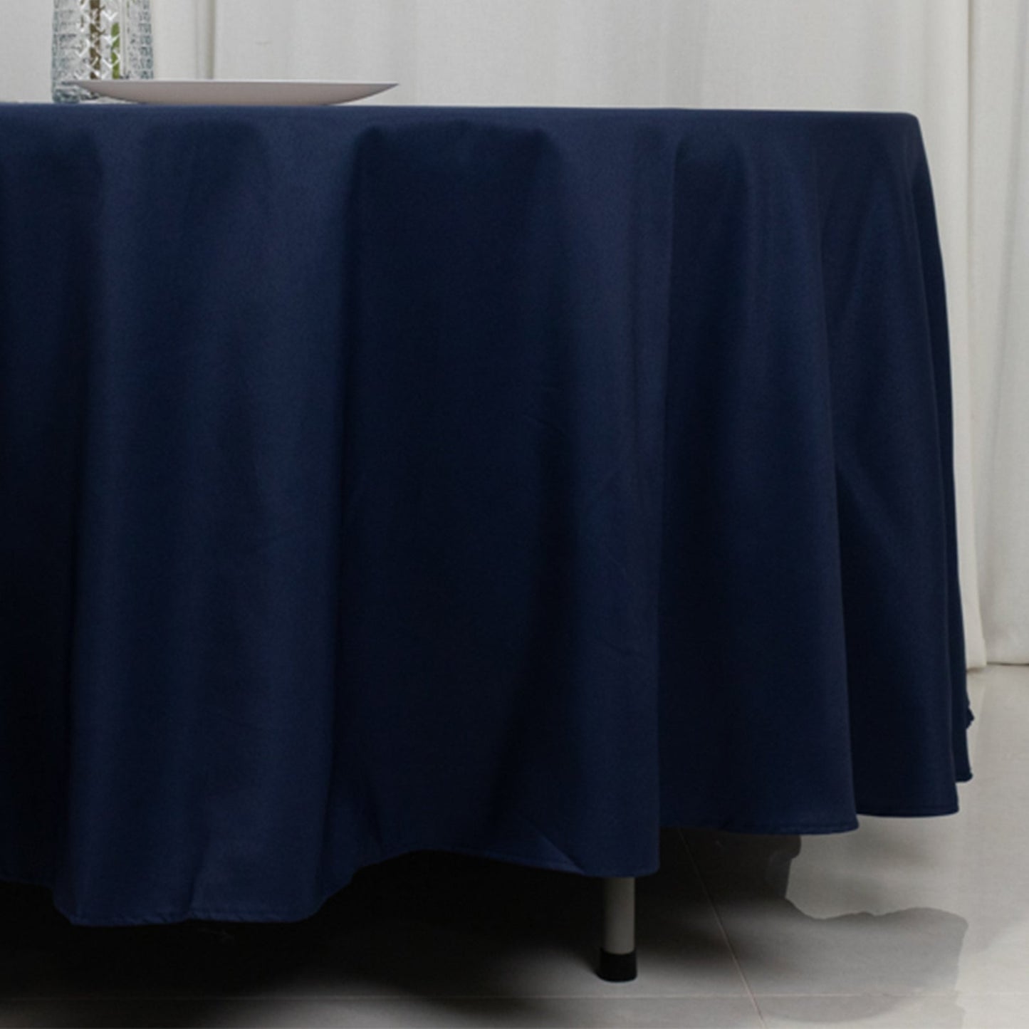 Fire Retardant Premium Polyester 108" Round Tablecloth Navy Blue - High-Performance Table Cover