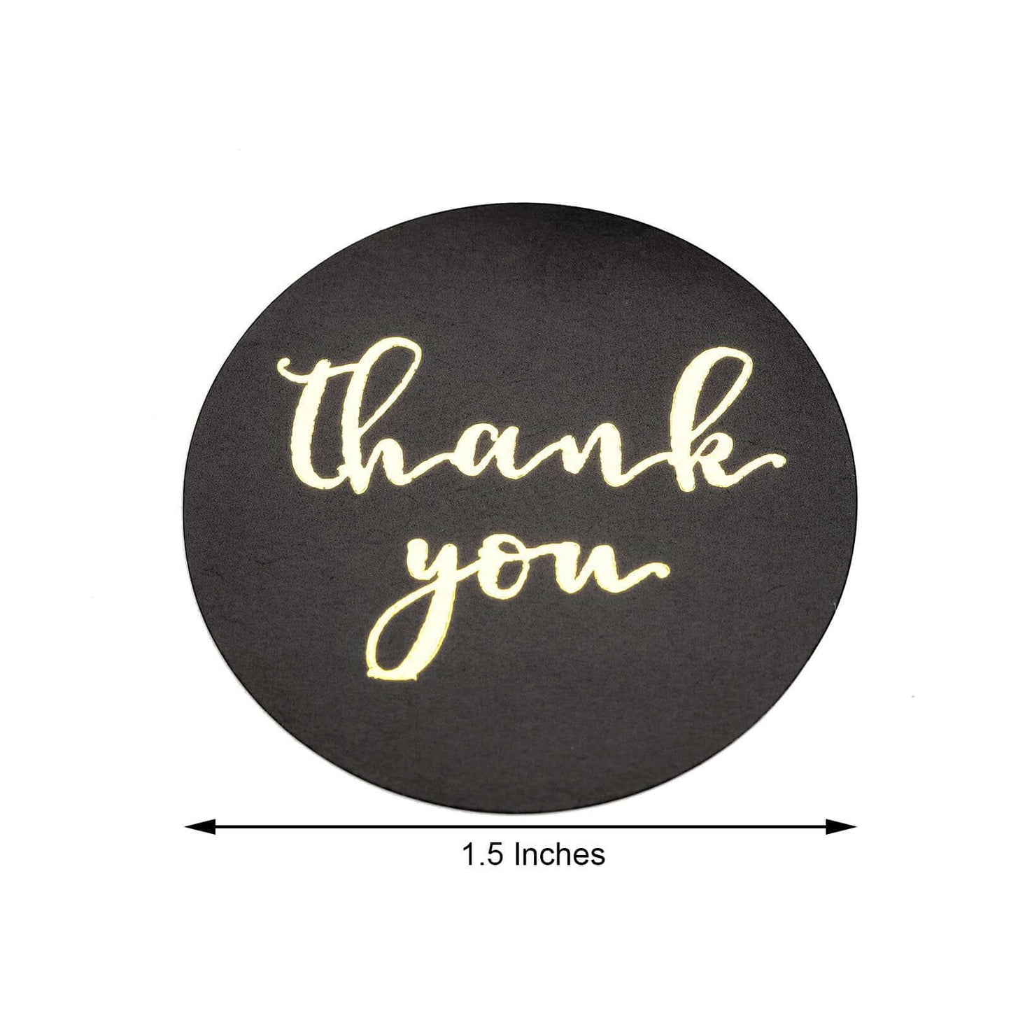 500Pcs 1.5" Thank You Gold Foil Text On Black Stickers Roll DÃ©cor Labels and Seals for DIY Envelope - Round