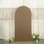 7ft Matte Taupe Spandex Fitted Chiara Backdrop Stand Cover For Round Top Wedding Arch