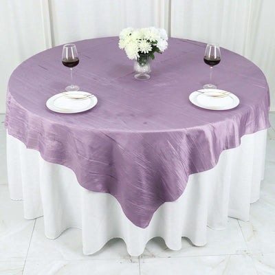 Taffeta 72"x72" Table Overlay Square Tablecloth Violet Amethyst - Accordion Crinkle Table Cover