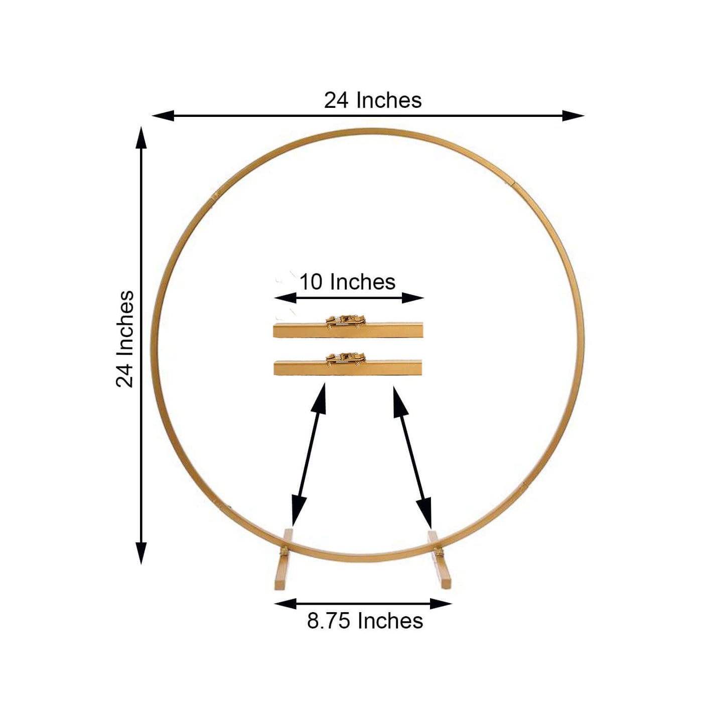 Round Wedding Arch Table Centerpiece Metal Gold - Hoop Wreath Tabletop Decor for Receptions 24"
