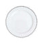 10-Pack Plastic 10" Round Dinner Plates in White with Silver Beaded Rim - Disposable Party Plates for Banquets & Festive Occasions
