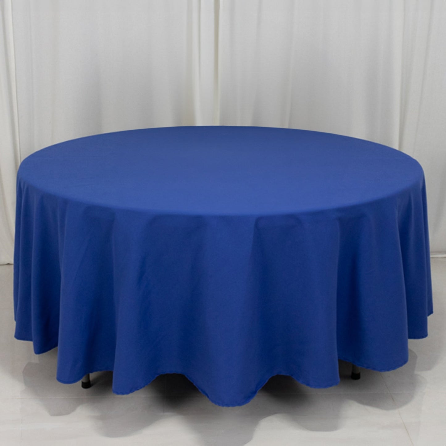 Cotton Blend 108" Round Tablecloth Royal Blue - Wrinkle-Resistant Design