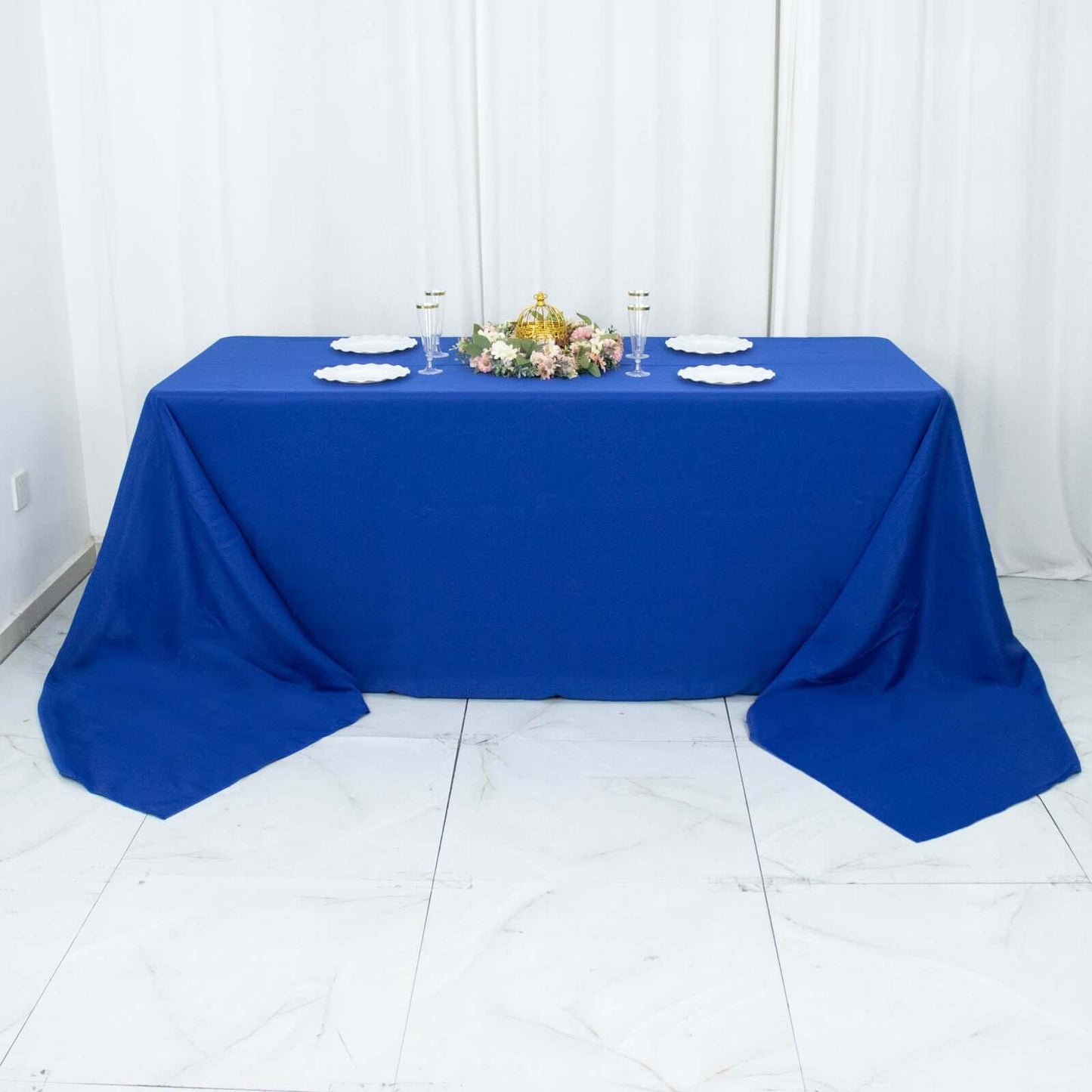 Premium Polyester 90"x156" Rectangle Tablecloth Royal Blue - Seamless 220GSM Stain-Resistant Table Cover