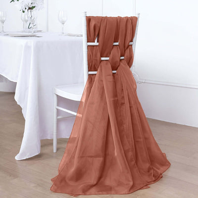 5 Pack Chiffon Chair Sashes Terracotta (Rust) - Soft & Lightweight Designer Chair Bows 22"x78"