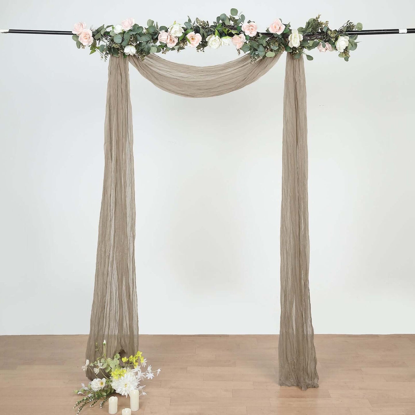20ft Natural Gauze Cheesecloth Fabric Wedding Arch Drapery, Window Scarf Valance, Boho Decor Arbor Curtain Panel