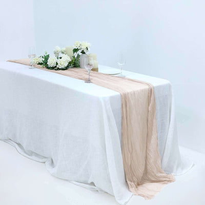 Gauze Cheesecloth 10ft Table Runner Nude - Rustic Boho Style