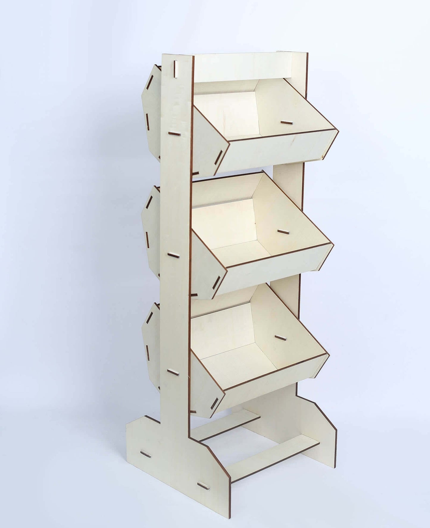 3-Tier Wooden Display Rack Basket Floor Standing Design Natural - Rustic Tabletop Cupcake Dessert Shelf Holder 33"