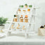 4-Tier Wooden Ladder Shelf Whitewashed Rustic Design - Cascading Stair Step Dessert Display Cupcake Holder 21"