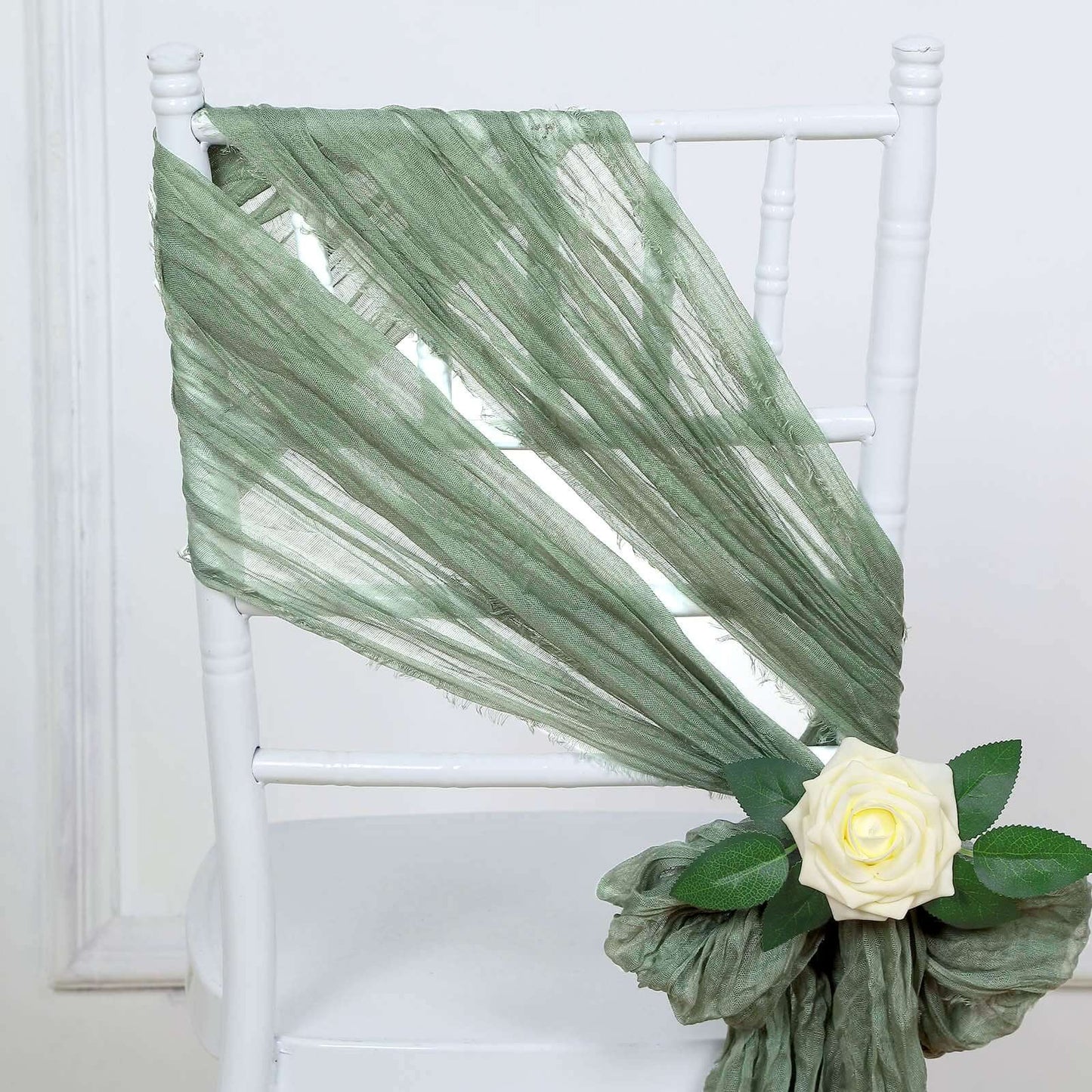 5 Pack Cheesecloth Gauze 16"x88" Chair Sashes Dusty Sage Green - Boho Chair Decorations