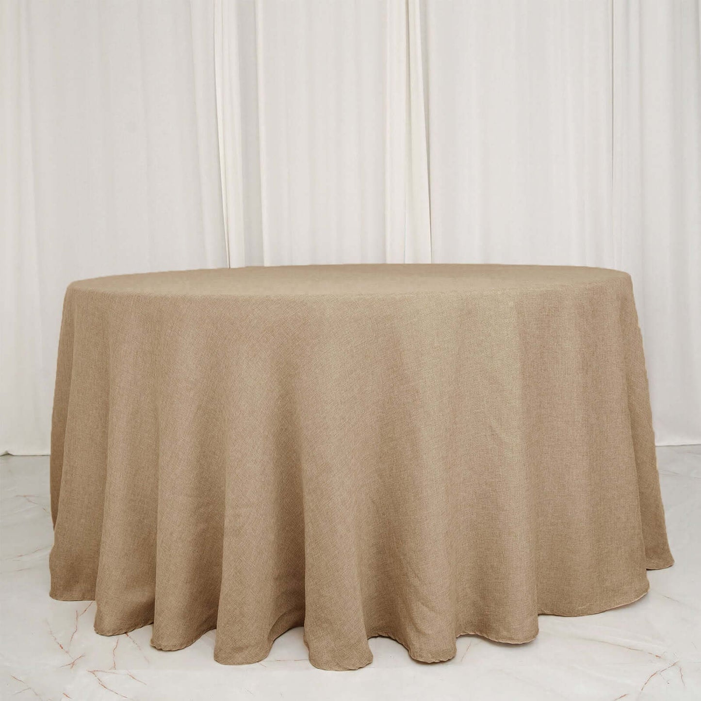Faux Burlap Jute 108" Round Tablecloth Natural - Rustic Event Table Linen