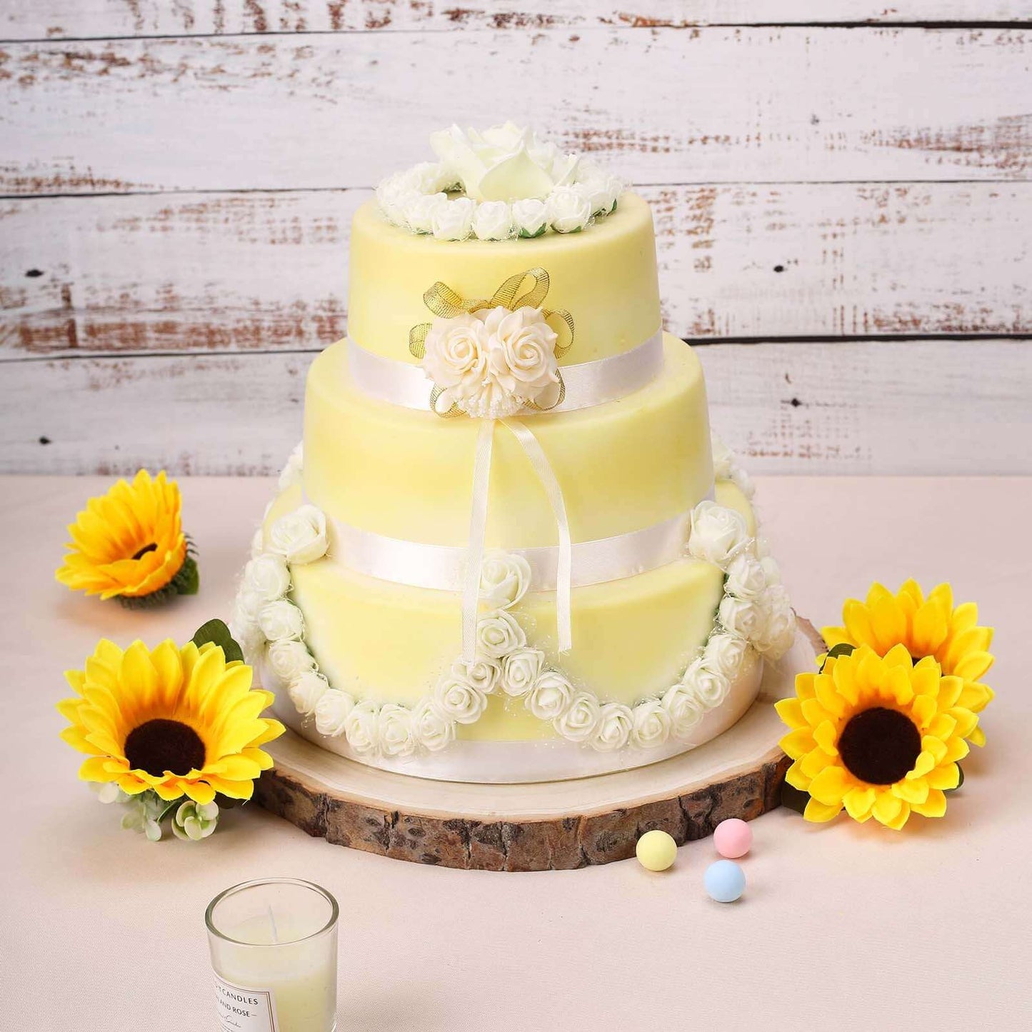 Rustic Poplar Wood Slices Round - Unique Decor for Tables & Events 15" Dia - Linen Luxes