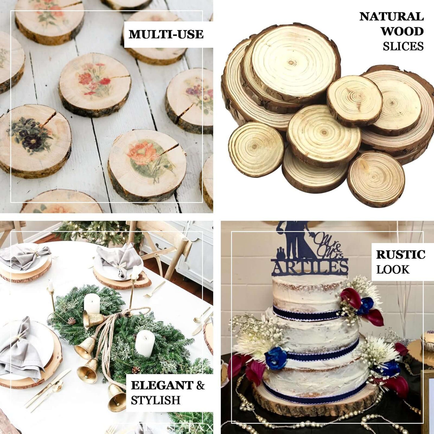 Rustic Poplar Wood Slices Round - Versatile Centerpieces for Tablescapes 9" Dia - Linen Luxes